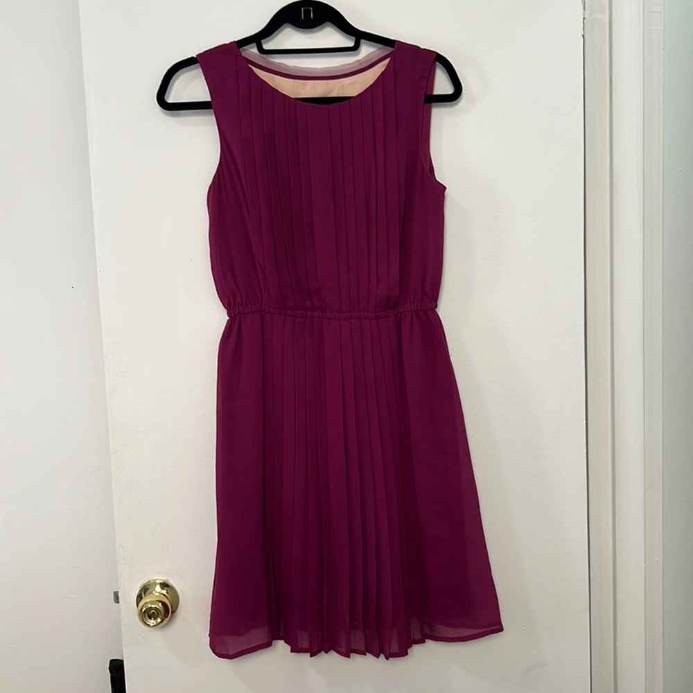 Magenta Pleated Dress, Size 4